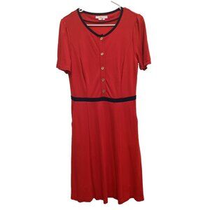 Boden Womens Maria Ponte Dress Size 10R Post Box Red Midi Preppy Career
